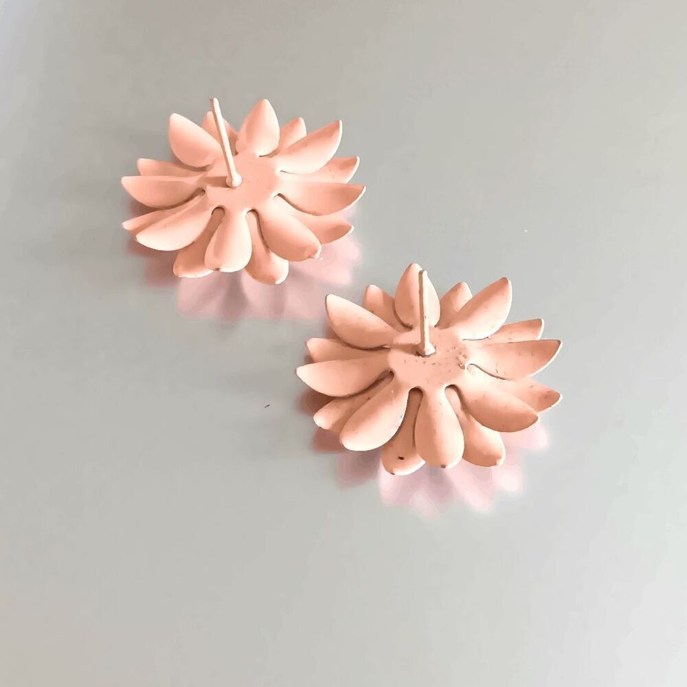 Ladies Pink Flower Earrings - Picture 7 of 11